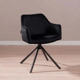Dining room chairs-Velvet dining room chair Furtado swivel black-Dimehouse