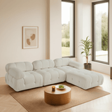 Modular XXL corner sofa Bubble with ottoman - bouclé white 