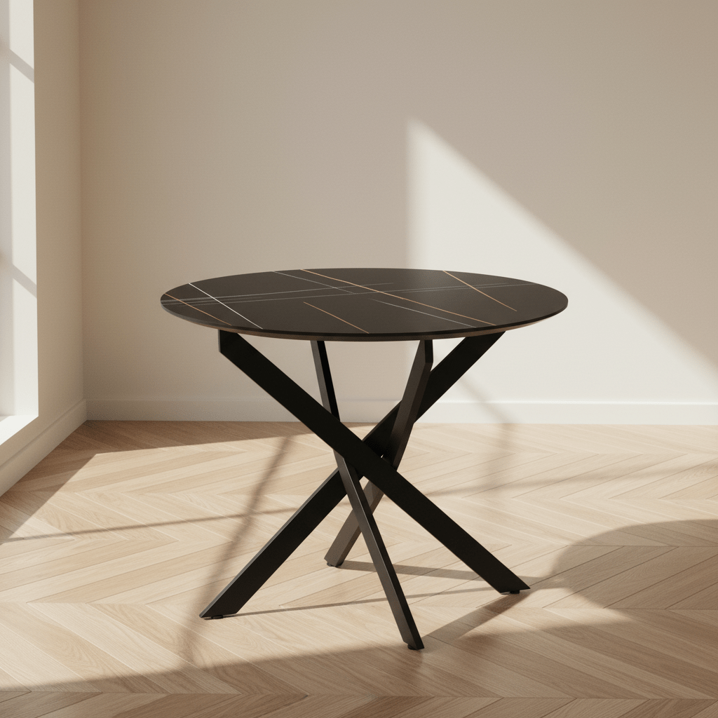 Dining table Vivian Marble look Black