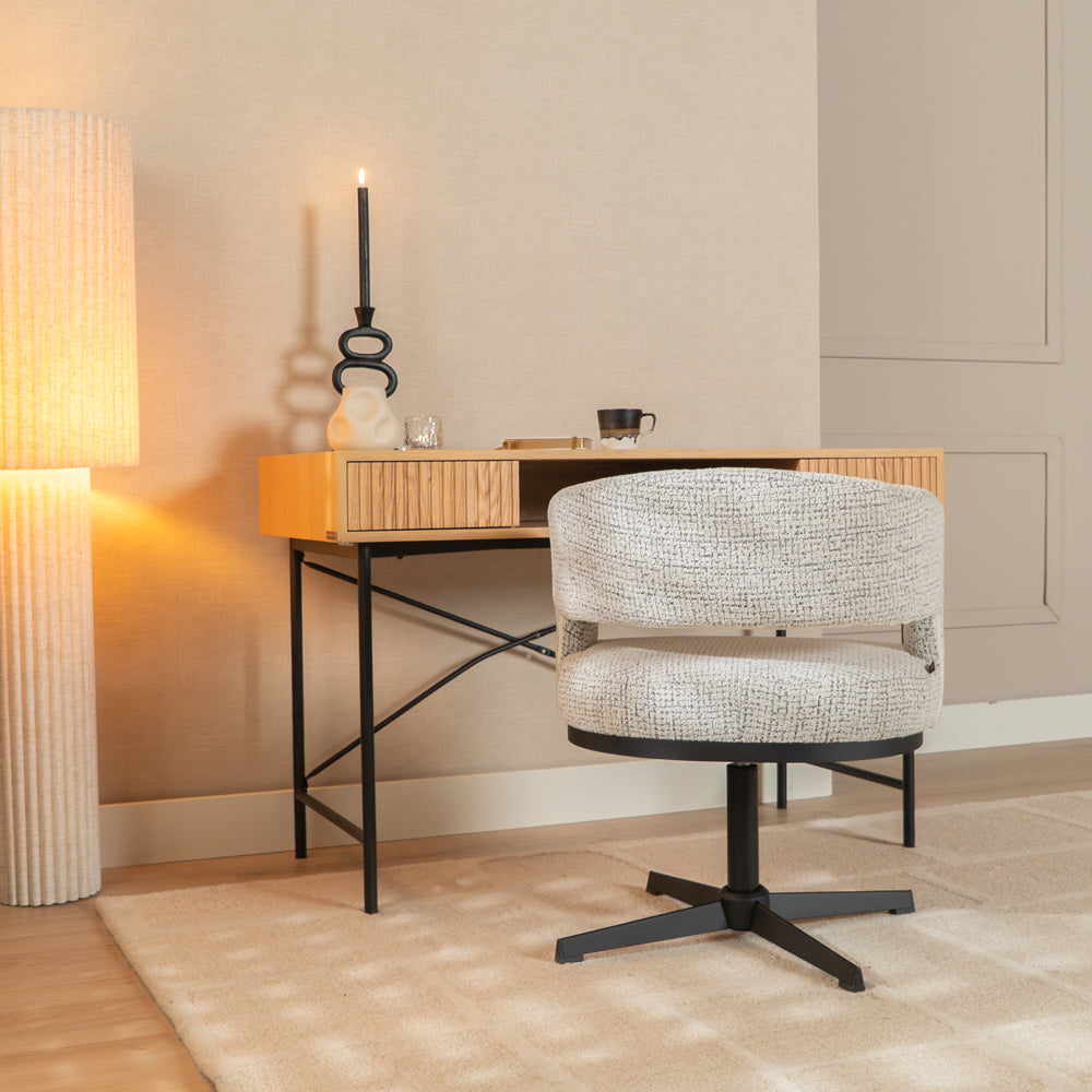 Swivel armchair Gino mixed fabric off white/black - image 4