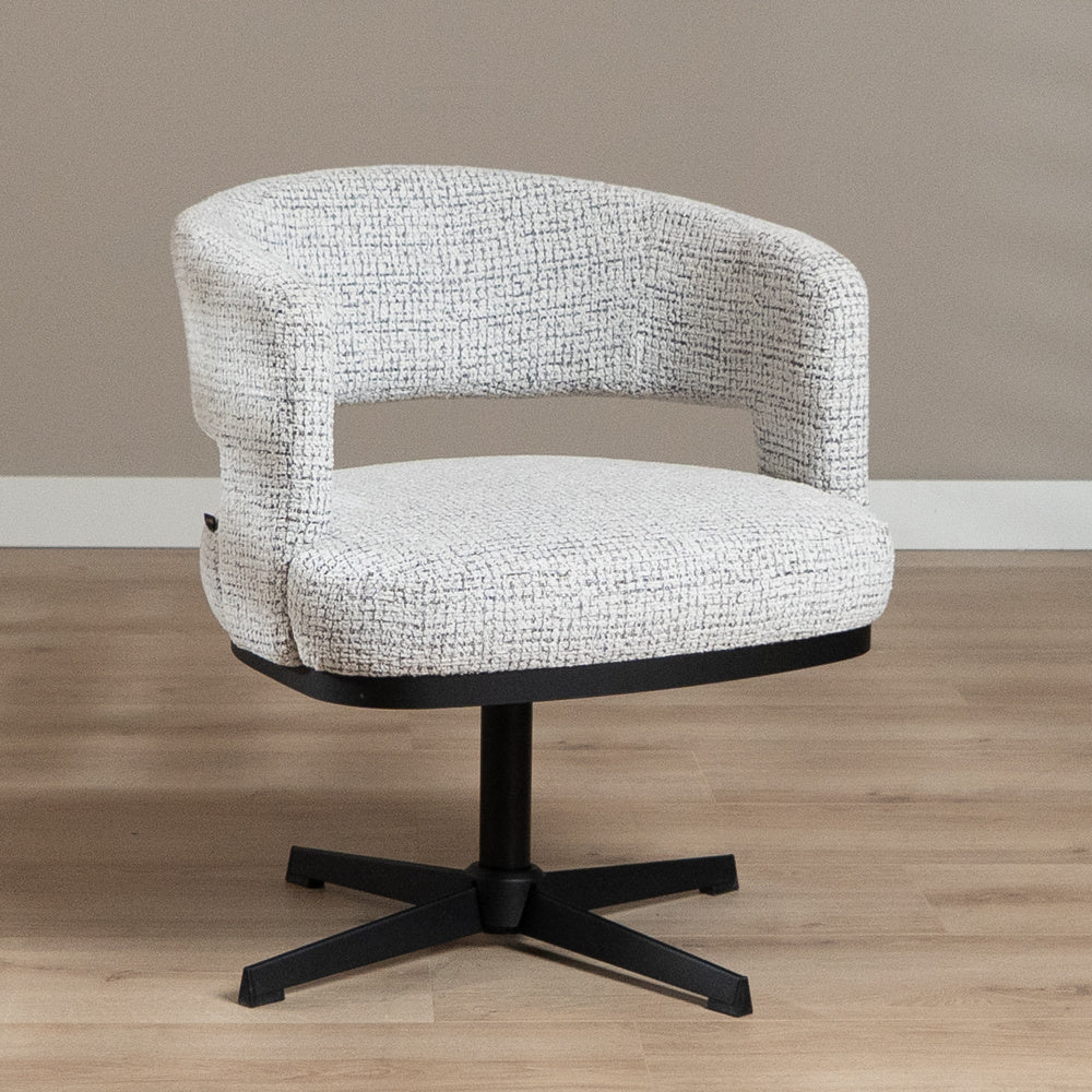 Swivel armchair Gino mixed fabric off white/black - image 2