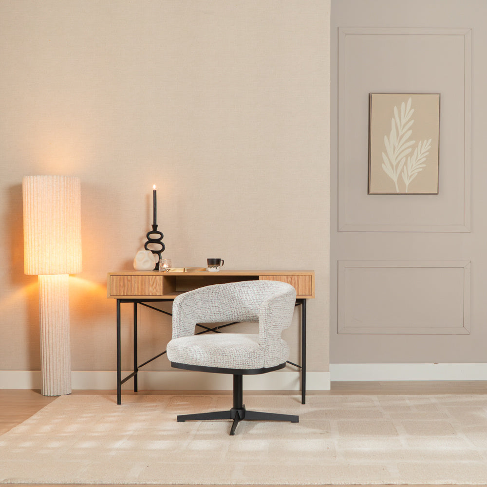 Swivel armchair Gino mixed fabric off white/black - image 1
