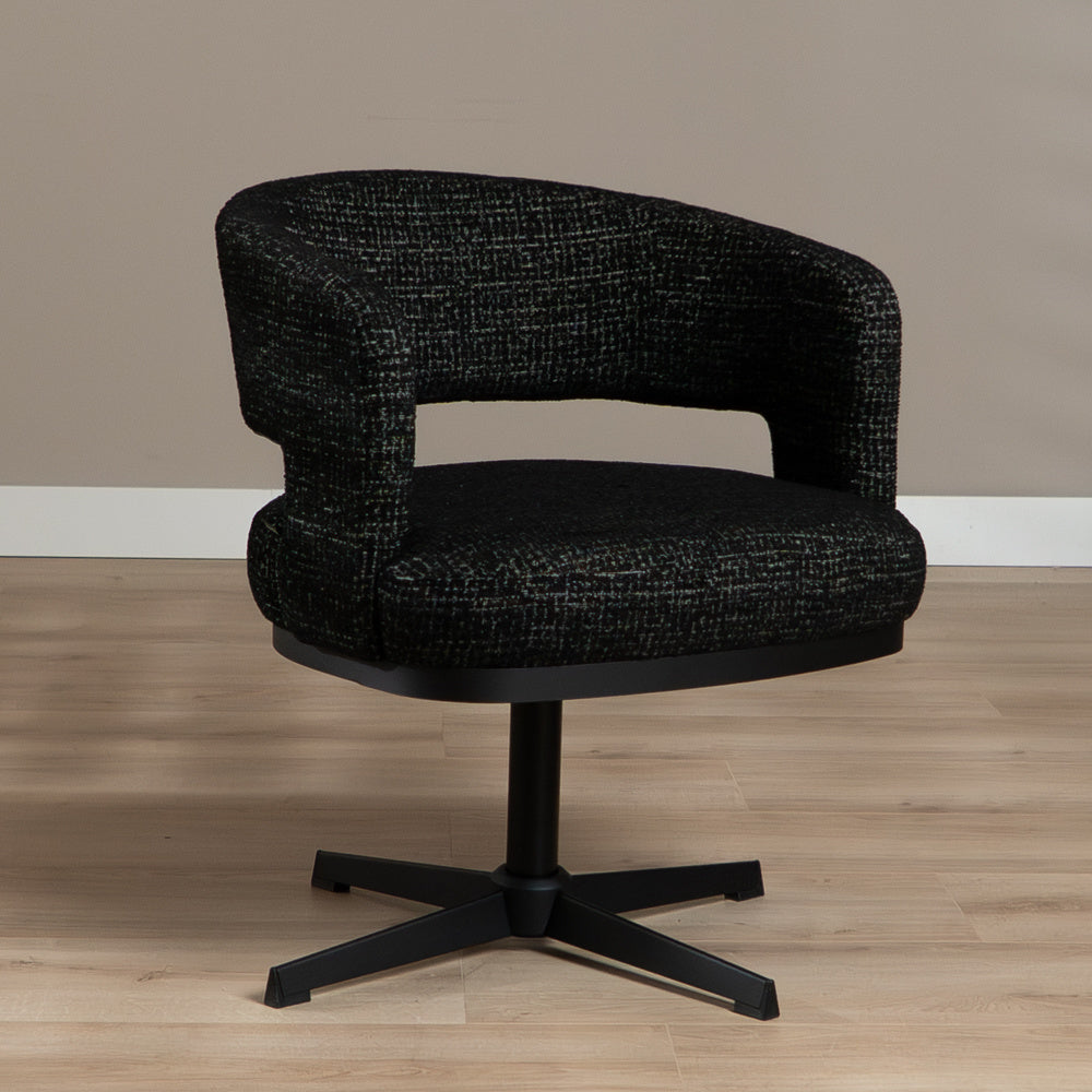 Swivel armchair Gino mixed fabric black - image 2