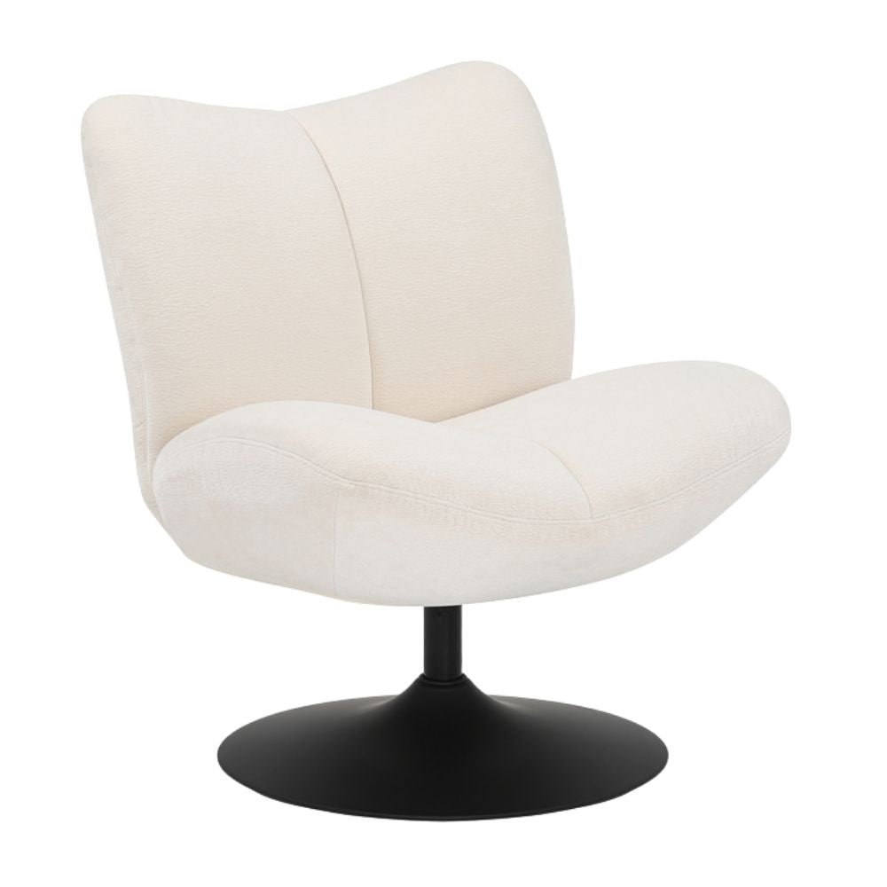 Swivel armchair Lise chenille off white