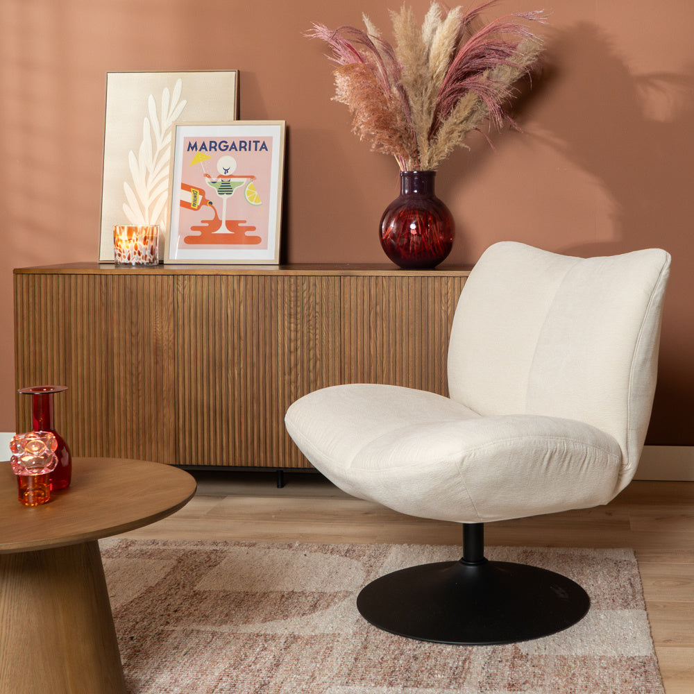 Swivel armchair Lise chenille off white - image 6