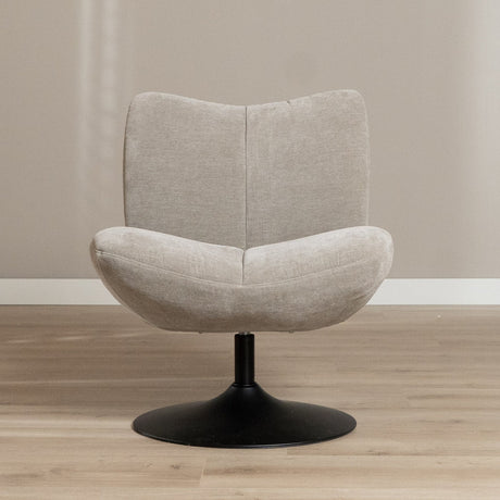 Lise chenille taupe swivel armchair - image 2