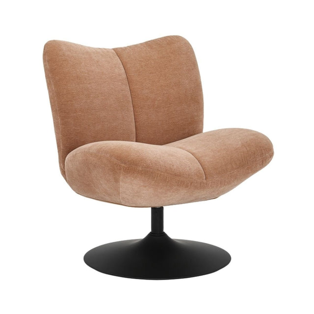 Lise chenille terracotta swivel armchair