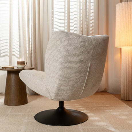 Swivel armchair Moira mottled fabric beige - image 2