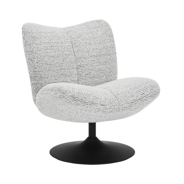 Swivel armchair Moira mixed fabric off white/black mixed