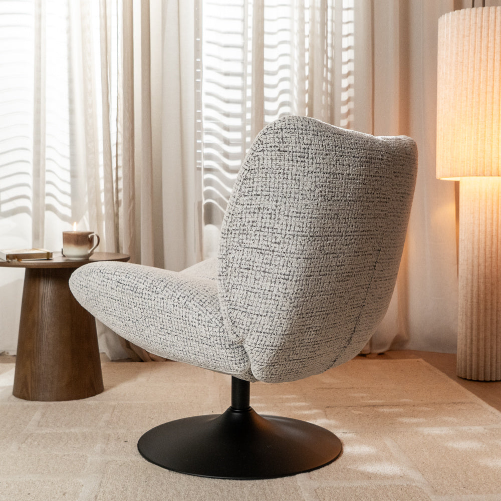 Swivel armchair Moira mixed fabric off white/black - image 4