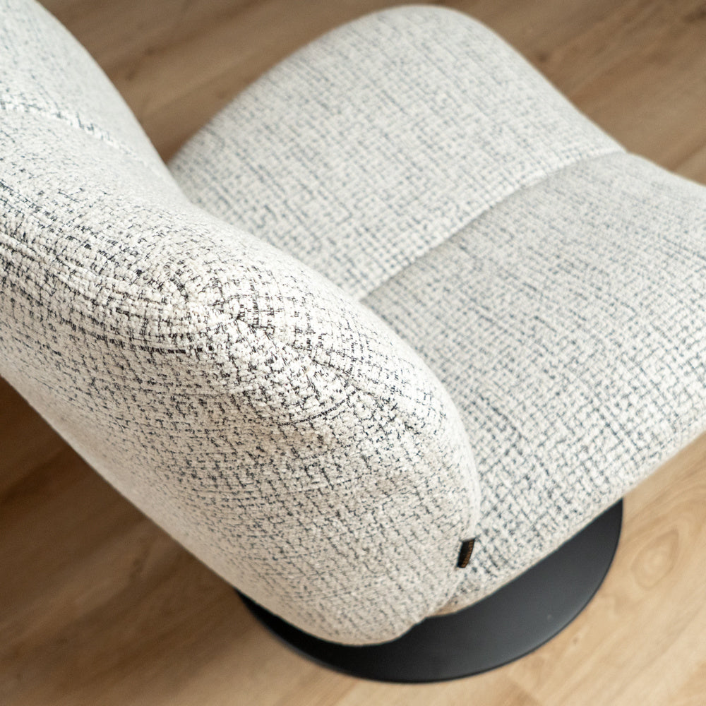 Swivel armchair Moira mixed fabric off white/black - image 8
