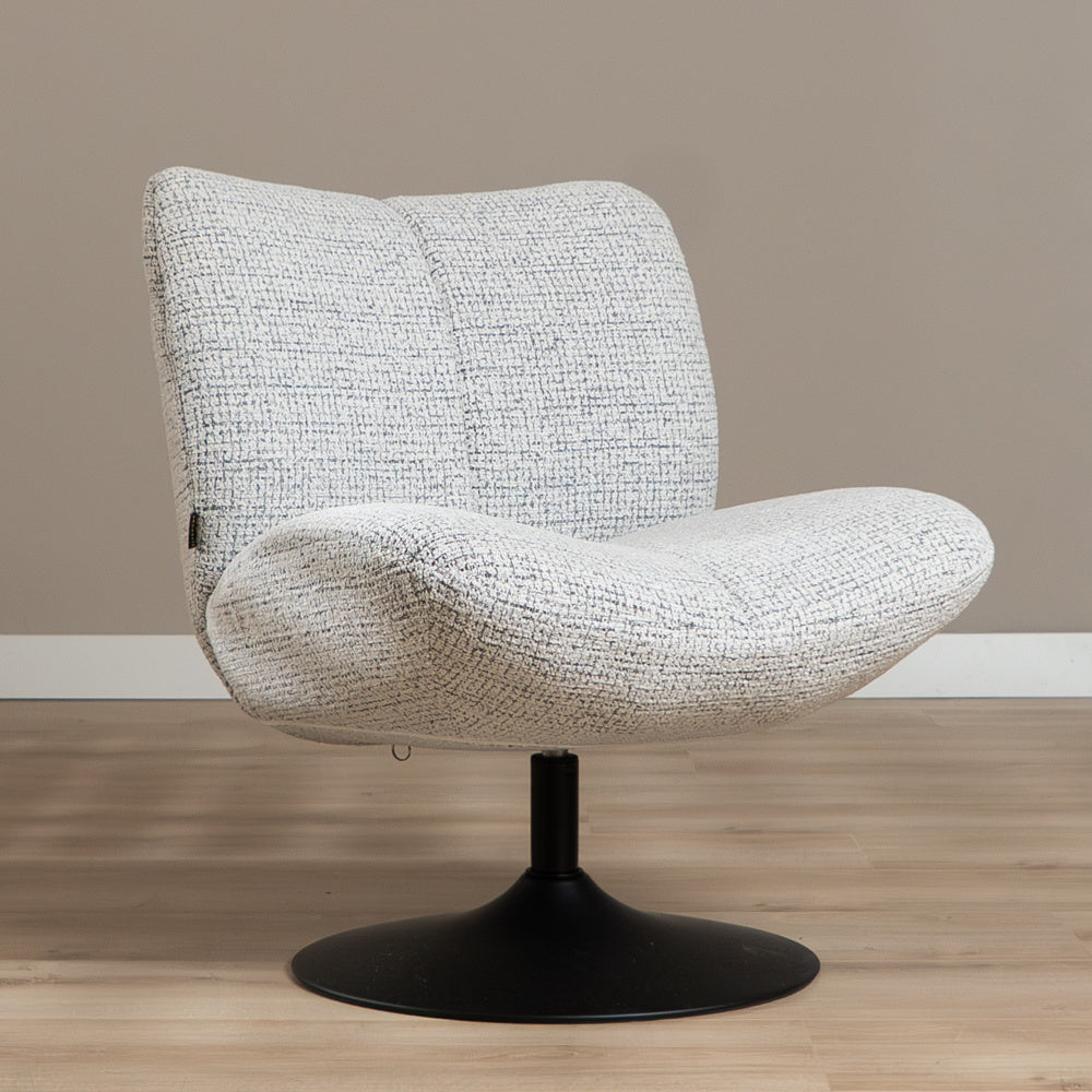 Swivel armchair Moira mixed fabric off white/black - image 1