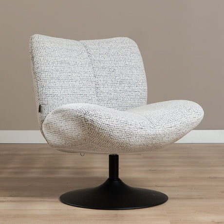 Swivel armchair Moira mixed fabric off white/black - image 1
