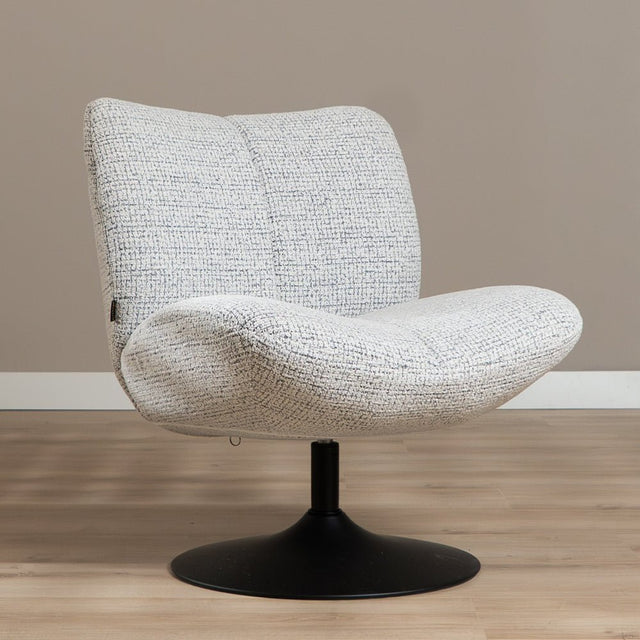 Swivel armchair Moira mixed fabric off white/black - image 1