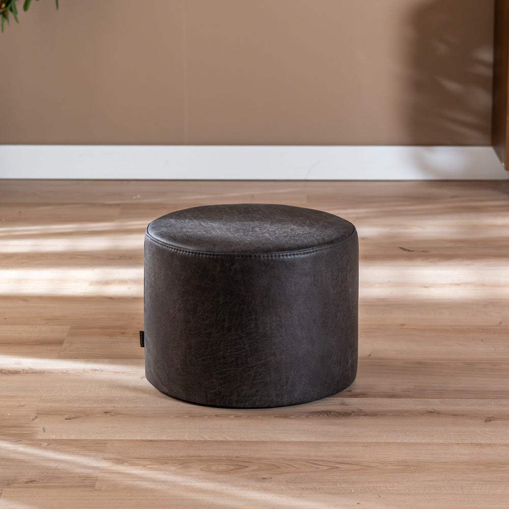 Eco-leather pouf Kyla anthracite Eco-leather