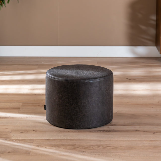 Eco-leather pouf Kyla anthracite Eco-leather