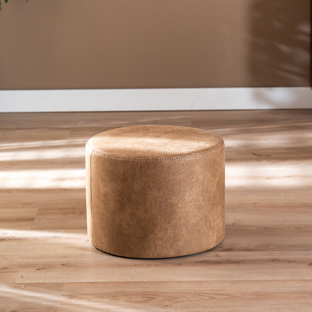 Eco-leather pouf Kyla beige Eco-leather