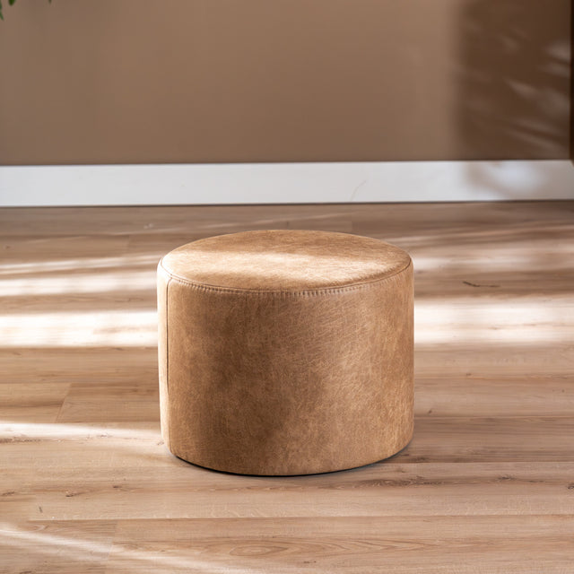 Eco-leather pouf Kyla beige Eco-leather