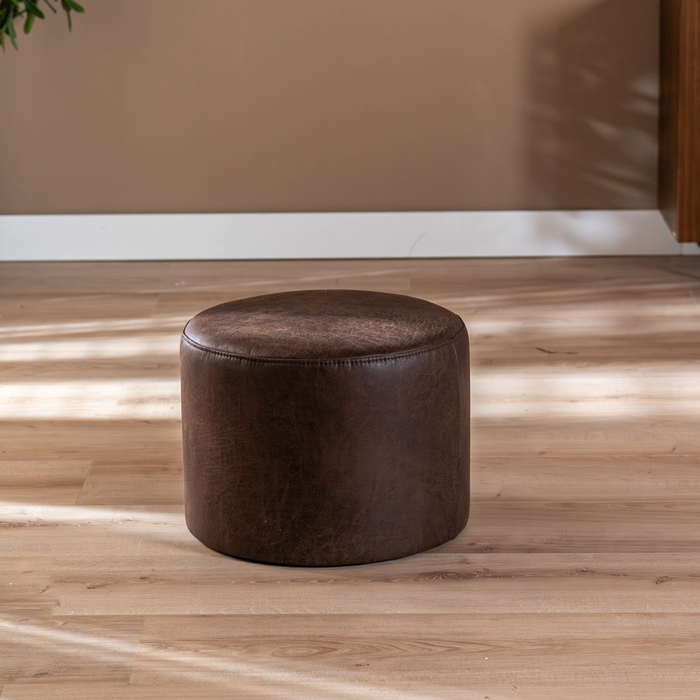 Eco-leather pouf Kyla brown Eco-leather