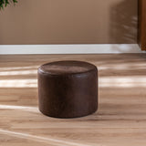 Eco-leather pouf Kyla brown Eco-leather
