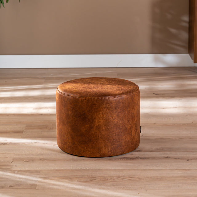 Eco-leather pouf Kyla cognac Eco-leather