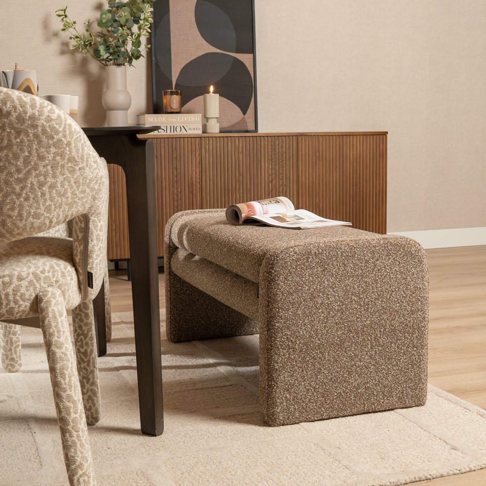 Eetkamerbank Neil bouclé bruin 100 cm Bouclé
