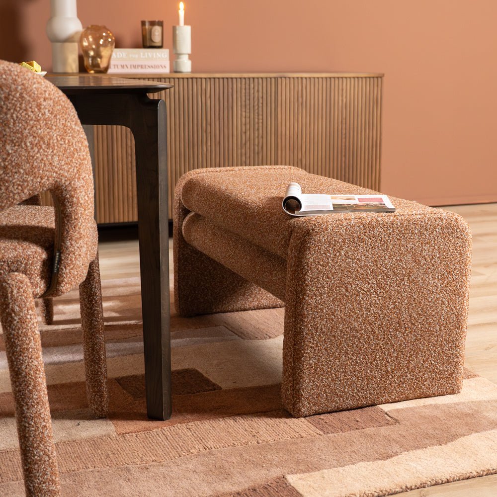 Eetkamerbank Neil bouclé terracotta 100 cm Bouclé