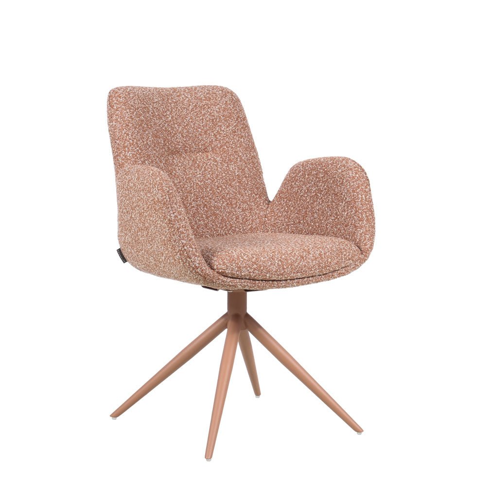Eetkamerstoel Alex draaibaar bouclé terracotta Bouclé