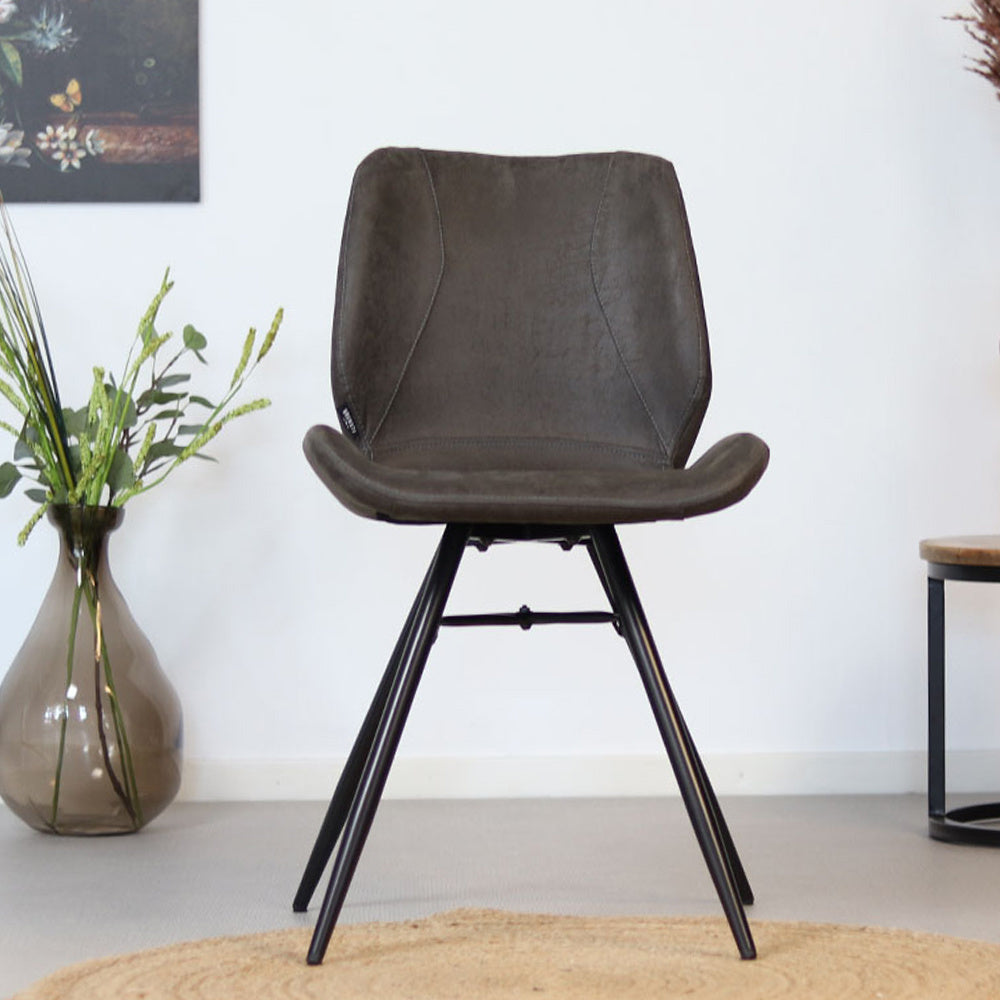 Industrial dining room chair Barrel anthracite eco-leather - image 1