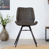 Industrial dining room chair Barrel anthracite eco-leather - image 1
