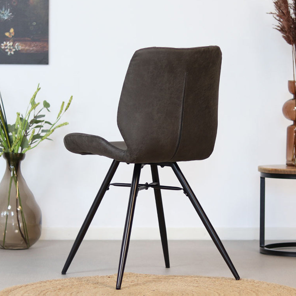 Industrial dining room chair Barrel anthracite eco-leather - image 2