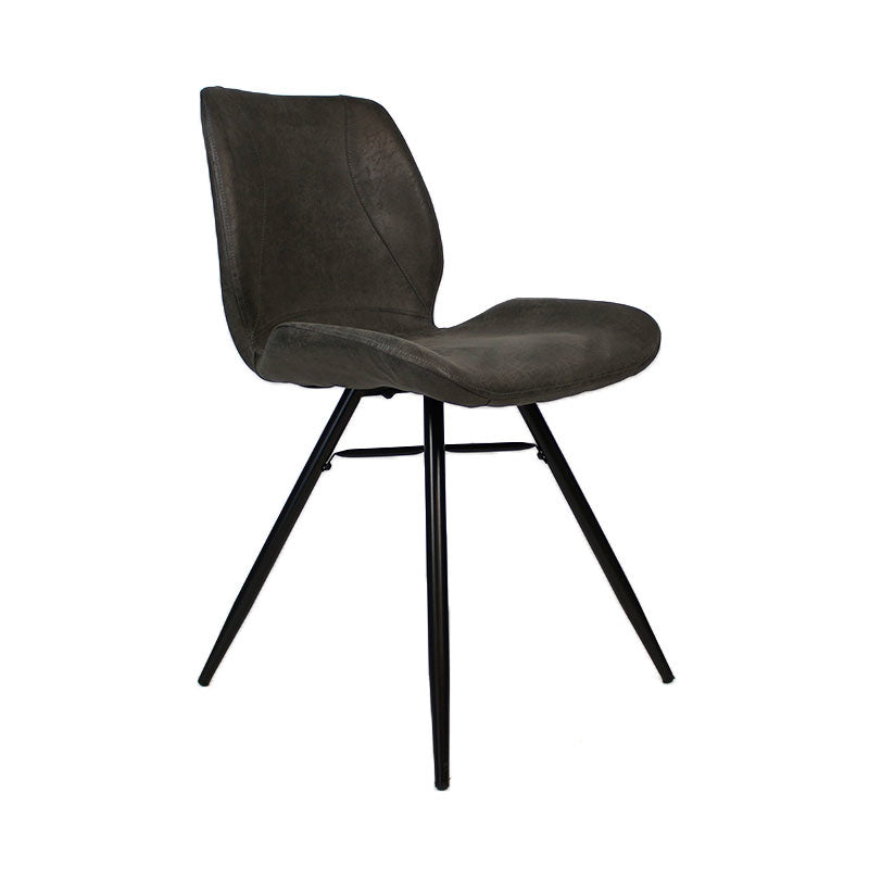 Industrial dining room chair Barrel anthracite eco-leather - image 4