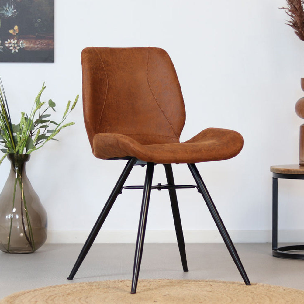 Industrial dining room chair Barrel cognac eco-leather - image 1
