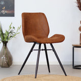 Industrial dining room chair Barrel cognac eco-leather - image 1