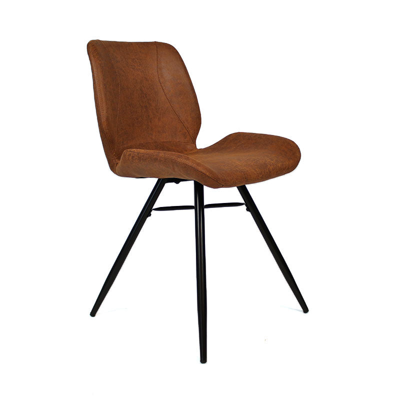 Industrial dining room chair Barrel cognac eco-leather