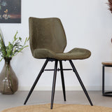 Industrial dining room chair Barrel olive green eco-leather - image 1