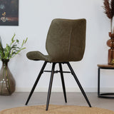 Industrial dining room chair Barrel olive green eco-leather - image 3