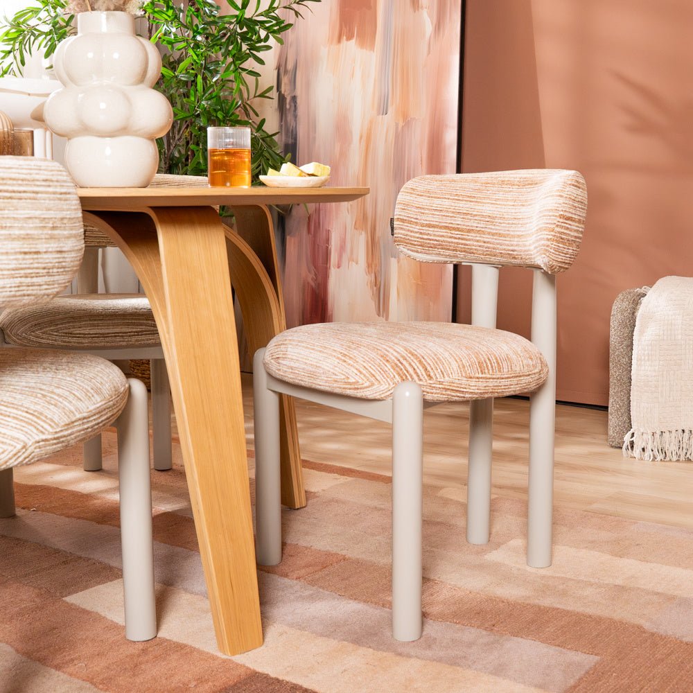 Eetkamerstoel Bolt chenille beige/pink Roze Textiel