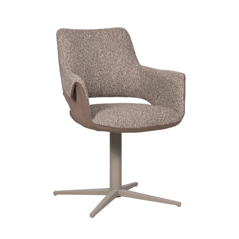 Eetkamerstoel Jules draaibaar bouclé bruin Bouclé