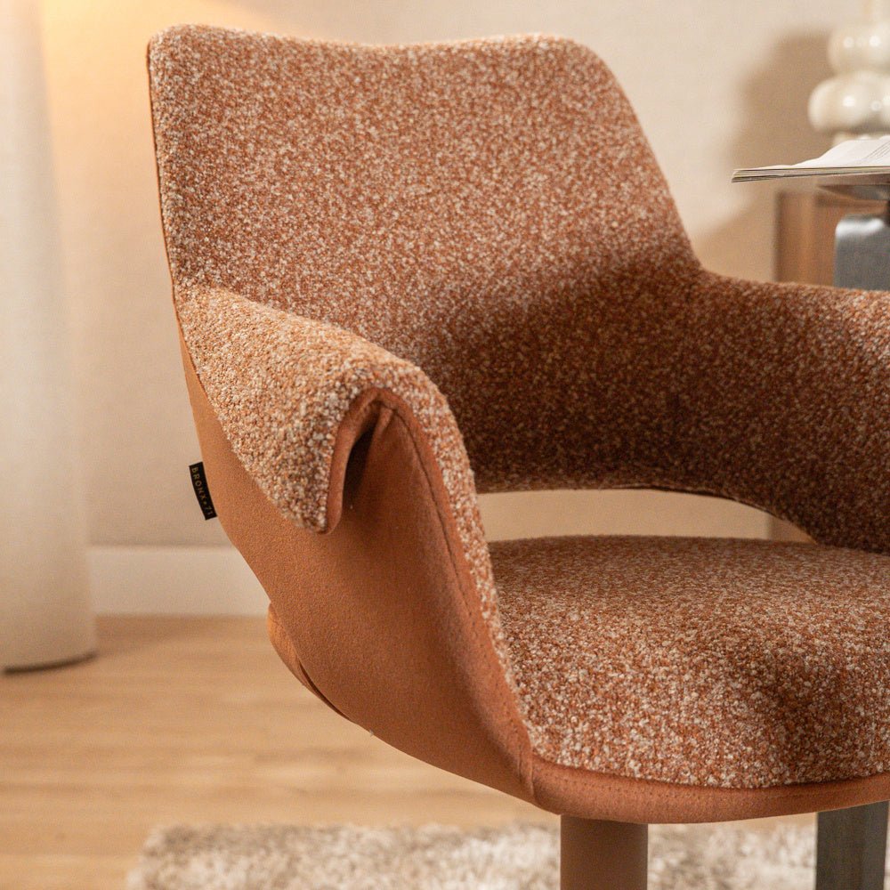 Eetkamerstoel Jules draaibaar bouclé terracotta Bouclé
