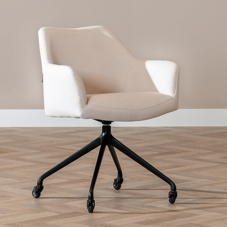 Dining room chair with wheels Isak off white recycled fabric - image 5