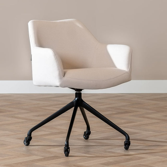 Dining room chair with wheels Isak off white recycled fabric - image 5