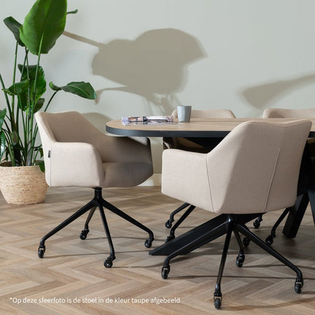 Dining room chair with wheels Isak recycled fabric gray - image 2