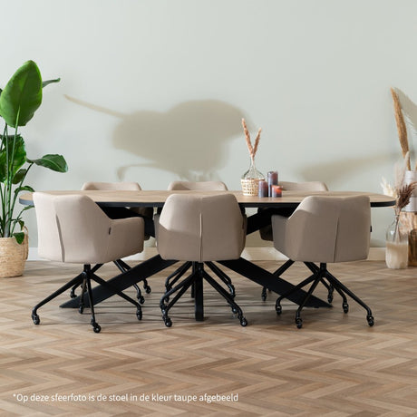 Dining room chair with wheels Isak off white recycled fabric - image 1