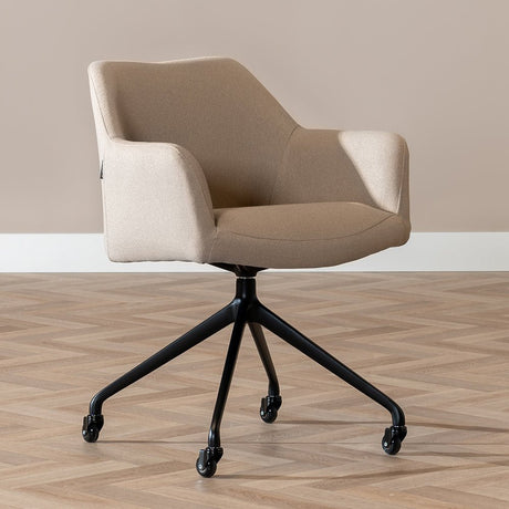 Dining room chair with wheels Isak taupe recycled fabric - image 1