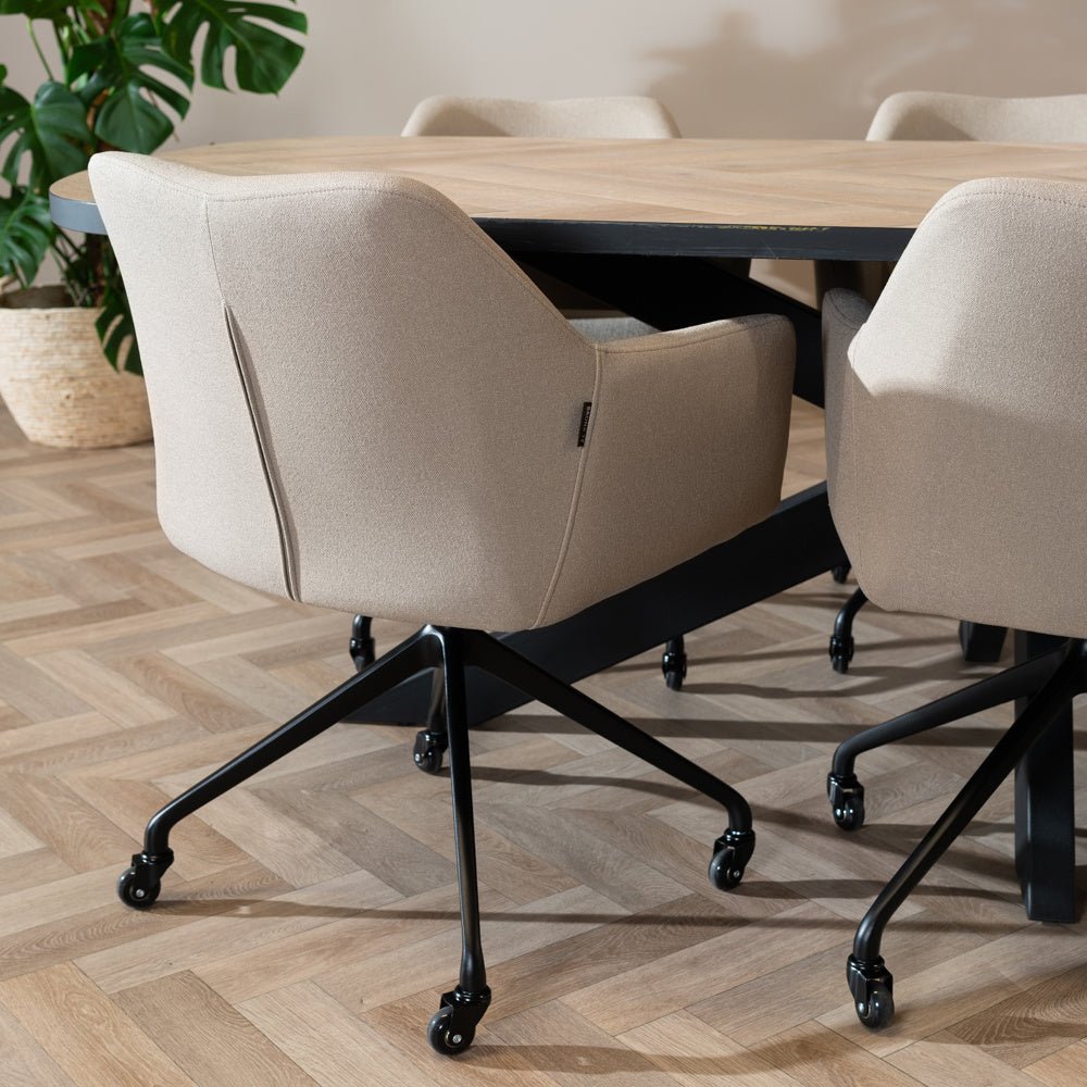 Dining room chair with wheels Isak taupe recycled fabric - image 5