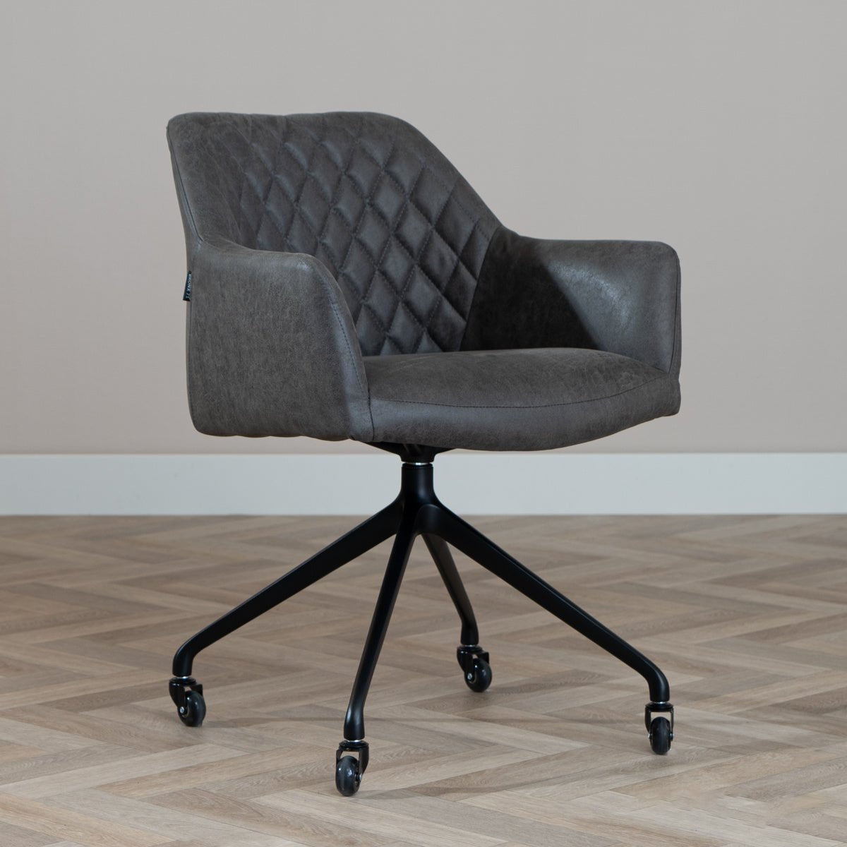 Dining room chair with wheels Levi anthracite eco-leather - image 1