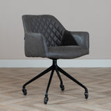 Dining room chair with wheels Levi anthracite eco-leather - image 1