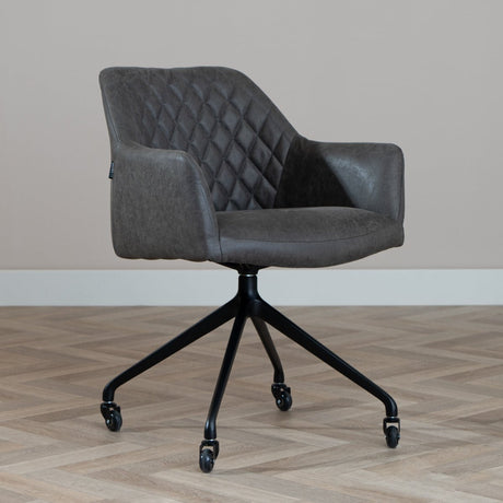 Dining room chair with wheels Levi anthracite eco-leather - image 1