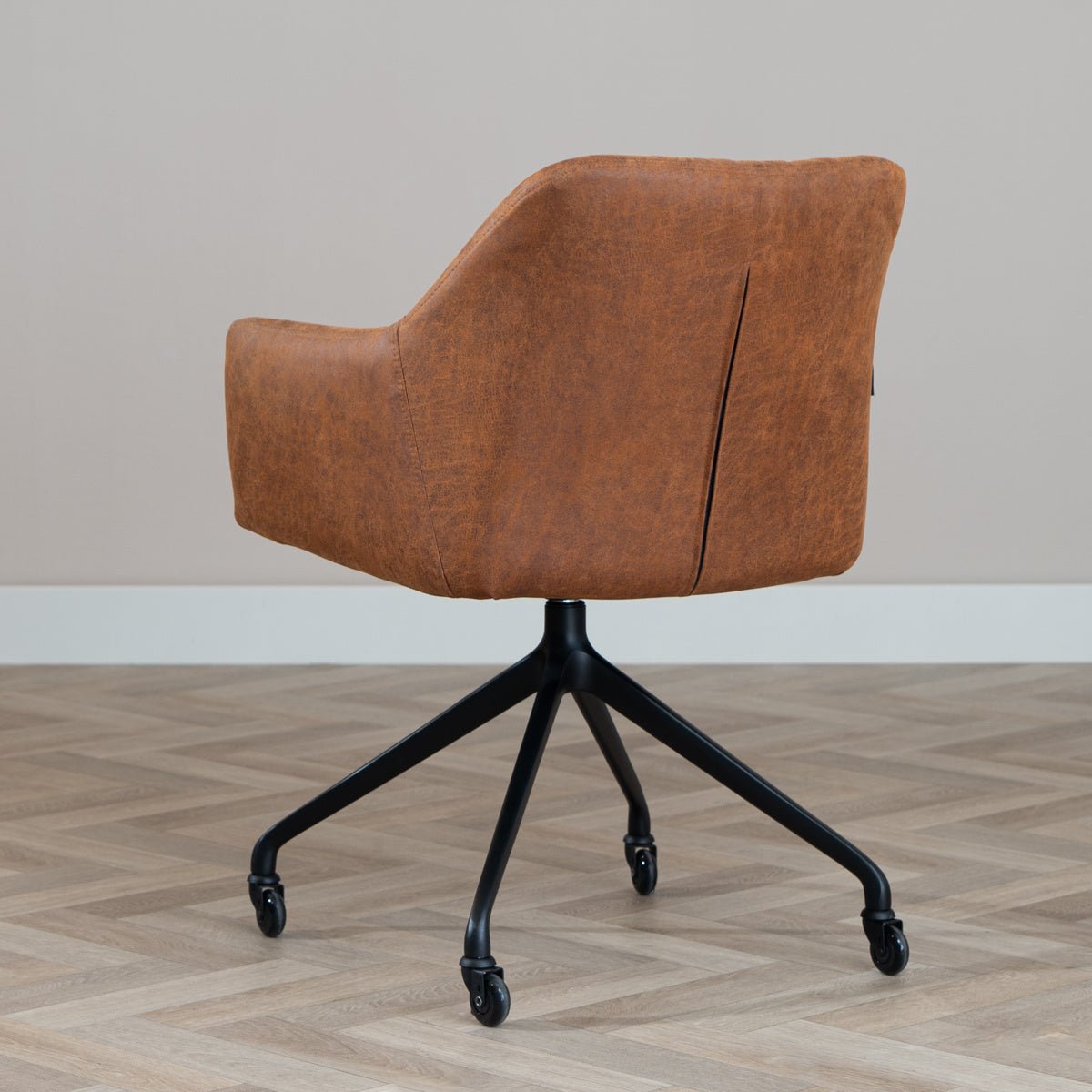 Dining room chair with wheels Levi cognac eco-leather - image 4
